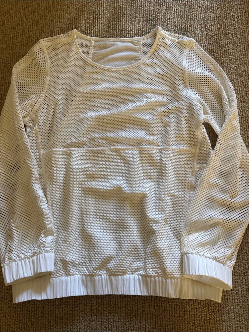 lululemon athletica White Mesh Long-Sleeve Crew